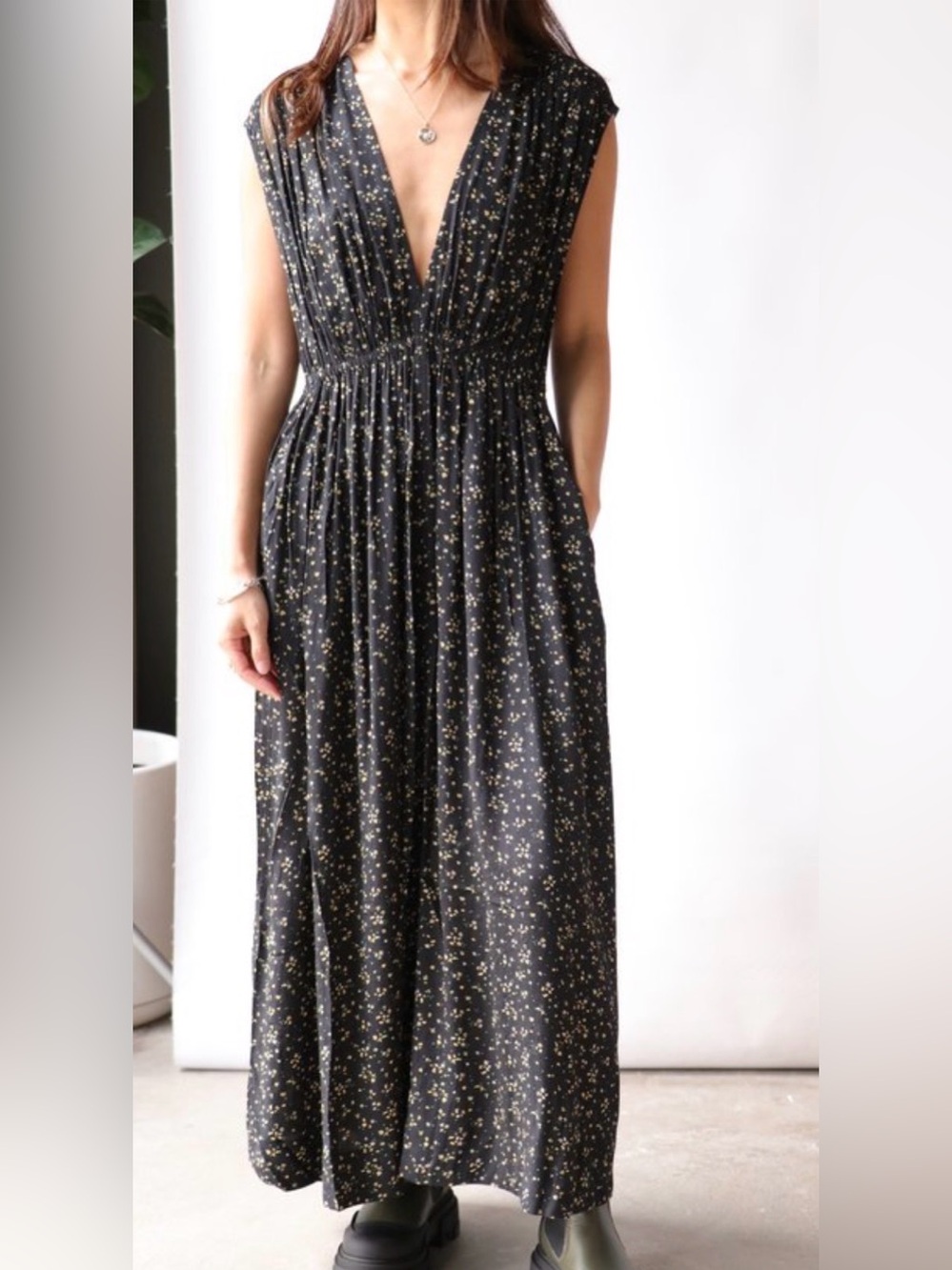 Ganni Sleeveless Floral Print Midi Dress